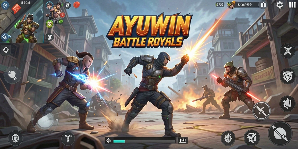 Tampilan epik gameplay AYUWIN dalam pertarungan Battle Royale.