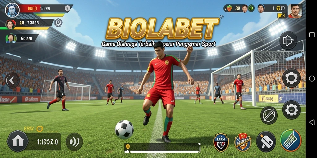Tangkapan layar gameplay <strong>BIOLABET</strong> menampilkan aksi seru di lapangan olahraga.