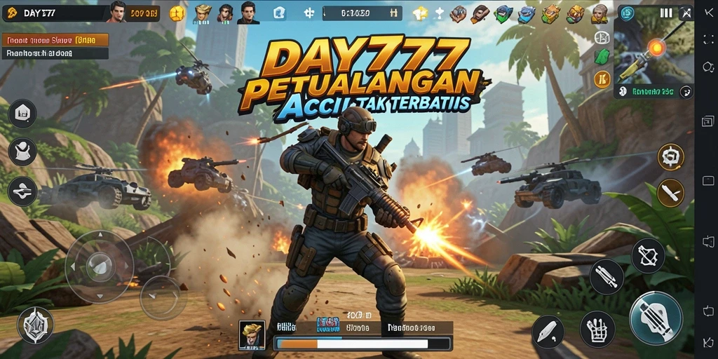 Gameplay action yang seru dan mendebarkan di DAY777.