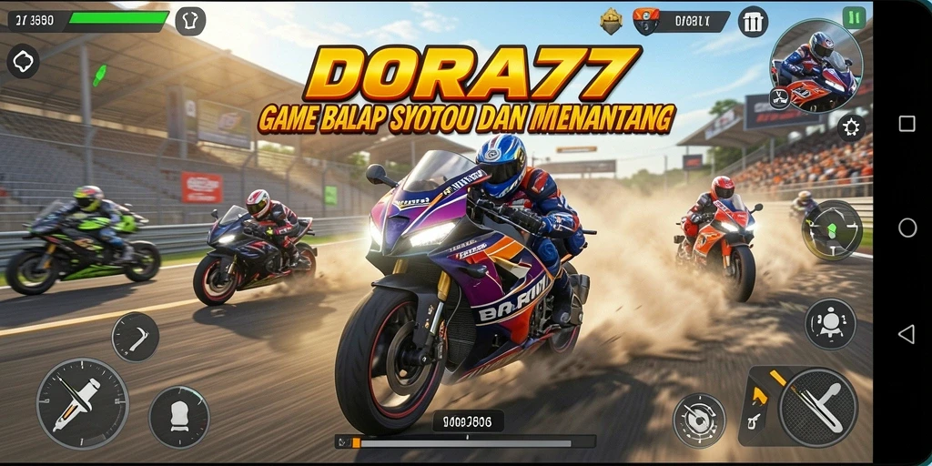 Tampilan menegangkan dari balapan motor di DORA77.