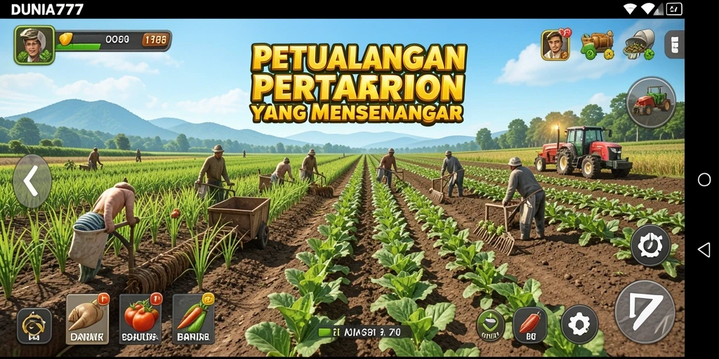 Tangkapan layar gameplay DUNIA777 menampilkan petualangan pertanian yang menyenangkan.