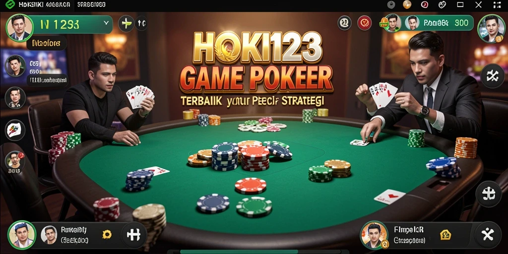 Tampilan seru gameplay Poker HOKI123 yang menggugah semangat bermain.