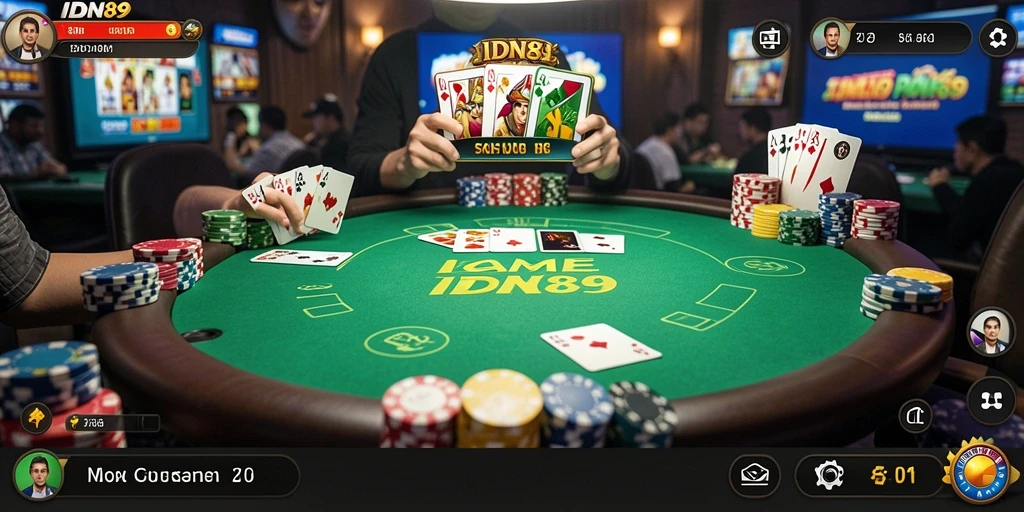 Screenshot menunjukkan pemain poker yang sedang beraksi dengan penuh strategi.