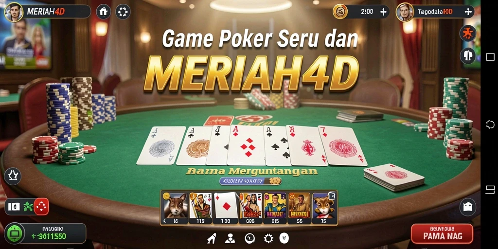 Tampilan gameplay menarik dari permainan Poker di MERIAH4D.