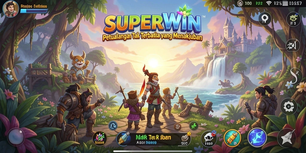 Tangkapan layar utama <strong>SUPERWIN</strong> yang menampilkan gameplay seru dan lingkungan fantastis.