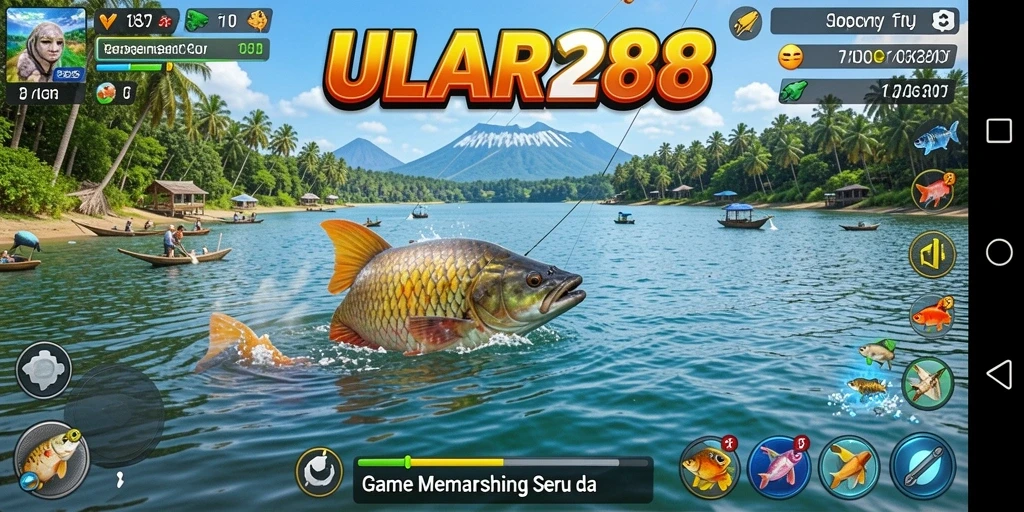 Tampilan gameplay ULAR288 yang menampilkan suasana memancing yang seru.