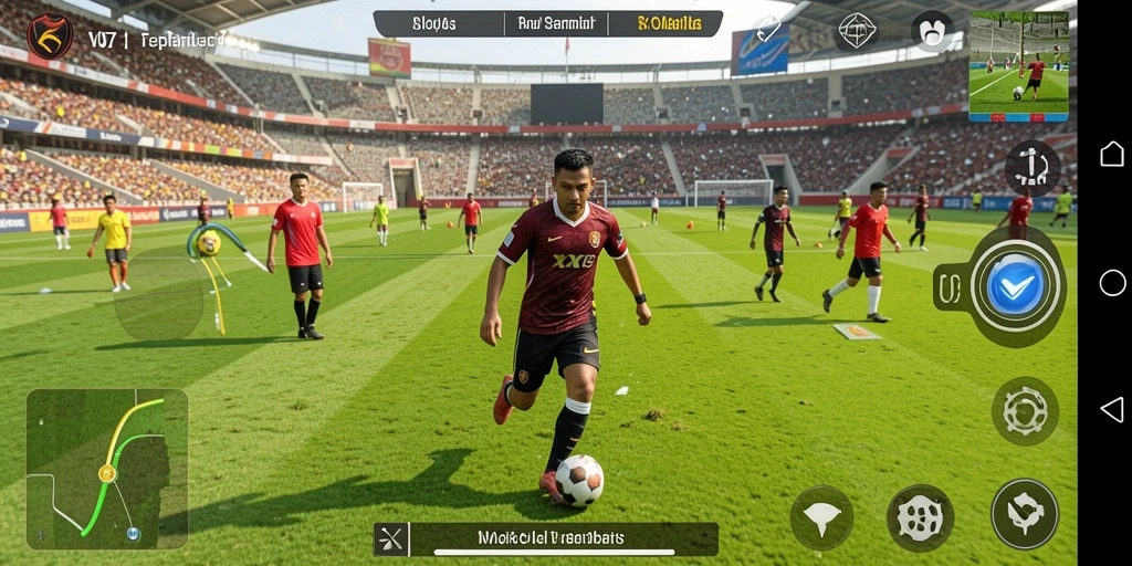 Tampilan gameplay V07 yang mendebarkan dan menarik hati penggemar sepak bola.