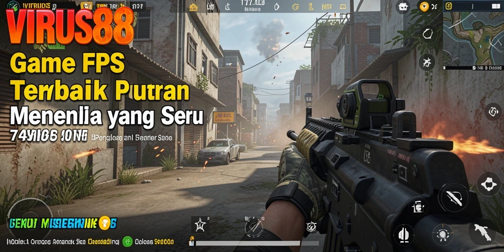 Tangkapan layar utama gameplay <strong>VIRUS88</strong> dengan aksi tembak-menembak yang mendebarkan.